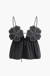 Flower Rhinestone Embellished Cami Top