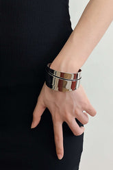 Metal Asymmetric Layered Open Bangle Bracelet