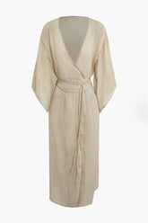Tie V-neck Slit Midi Dress