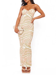 Flower Printed Tube Wrap Maxi Dresses