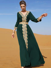 Vintage A-Line Long Sleeves Embroidered Dress