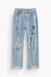 Ripped Straight Leg Jeans