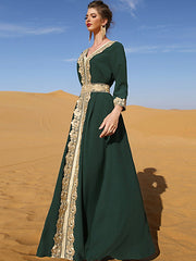 Vintage A-Line Long Sleeves Embroidered Dress