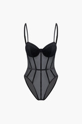 Sheer Bustier Corset Bodysuit