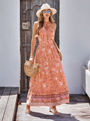 Bohemia Sleeveless A-Line Floral Printed Maxi Dress
