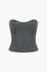 Zipper Strapless Corset Top