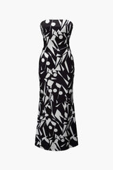 Geometric Print Strapless Maxi Dress