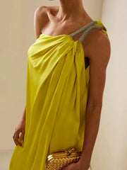 Solid Color Loose Sleeveless One-shoulder Maxi Dresses