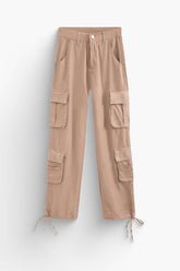 Flap Pocket Tie Straight Leg Pants