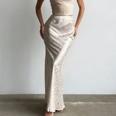 Leopard Print Skirt Women's Print Slim High Waist Long Skirt Fashion Retro Luxury Patchwork Party Club Y2k Skirt Female