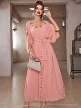 Vacation Loose Solid Color V-Neck Dress