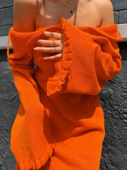 Knitted Backless Mini Dress For Women Lace Up Loose Solid Sexy Short Dresses Hot Girls Club Casual High Waist Dress FemmeChristmas Gifts