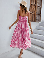 Bohemia A-Line Sleeveless Plaid Dress