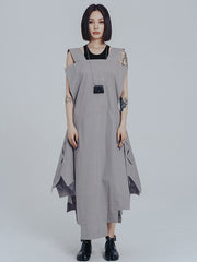 Casual Loose Sleeveless Irregular Gray Maxi Dress