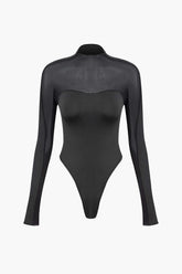 Patchwork Mesh Long Sleeve Bodysuit
