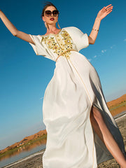 Vacation Loose Solid Color V-Neck Dress