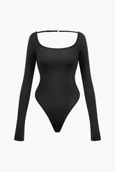 U Neck Backless Long Sleeve Bodysuit