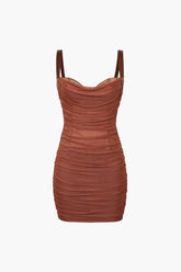 Mesh Draped Bodycon Mini Dress