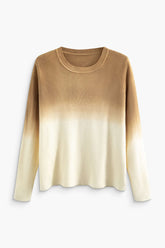 Ombre Round Neck Long Sleeve Sweater
