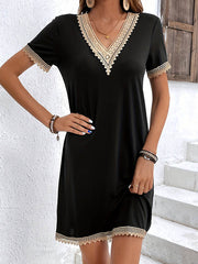 Split-Joint A-Line High Waisted V-Neck Mini Dresses