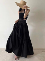 2024 New Fashion Elegant Elegant Ruffled Camisole+high Waist A-line Skirt 2 set