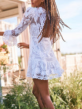 Backless Crochet Long Sleeves Mini Dress