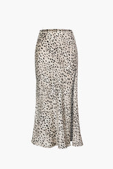 Leopard Print Slit Midi Skirt