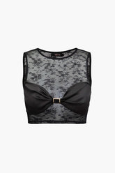 Lace Sleeveless Crop Tank Top