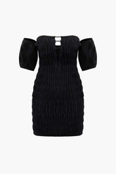 Off-Shoulder Puff Sleeve Mini Dress