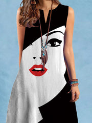 Loose Plus Size Figure V-Neck Mini Dresses