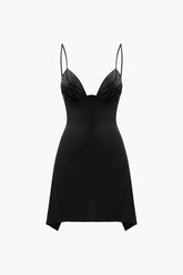 V-neck Ruched Slip Mini Dress