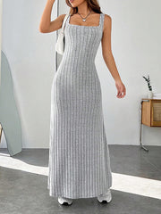 A-Line Loose Solid Color Spaghetti-Neck Maxi Dresses