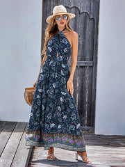 Bohemia Sleeveless A-Line Floral Printed Maxi Dress
