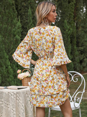 Bohemia A-Line Floral V-Neck Dress