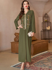 Casual Loose Long Sleeves Sequined Solid Color Hooded Dress