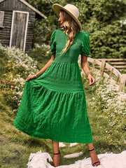 Bohemia Loose High Waisted Solid Color Round-Neck Maxi Dresses