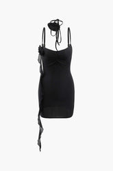 Rose Corsage Bodycon Mini Dress With Rose Choker