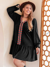 Vacation Loose Puff Sleeves Floral Printed V-Neck Mini Dresses