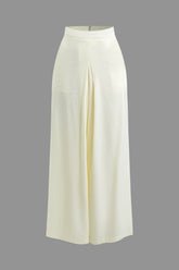 Solid High Waist Wide Leg Pants