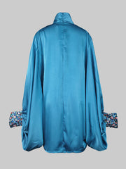 Leyot Women Cheongsam Going Out Loose Batwing Sleeves Buttoned Solid Color Mini Dresses