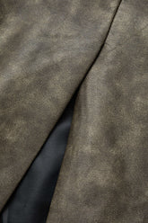 Retro Faux Leather Button Up Flap Pocket Blazer