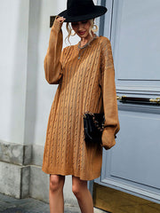 Casual Loose Solid Color Sweater Dress