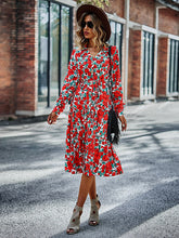 Bohemia Long Sleeves Floral Printed V-Neck Dress
