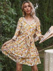 Bohemia A-Line Floral V-Neck Dress