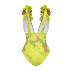 2025 trend Woman Deep V Lemon Printed Swimsuit set two-piece Swimwear Women luxury Beachwear Bathing Suit beach dress wholesale