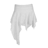 Asymmetrical Hem Lace Mini Skirt