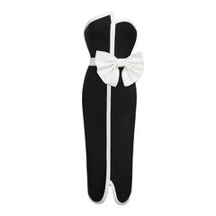 2024 Vintage Swimsuit Black Off Shoulder Bow Tie One Piece and Skirt Swimwear Set Women Vacation Beachwear Luxury Bathing Suit
