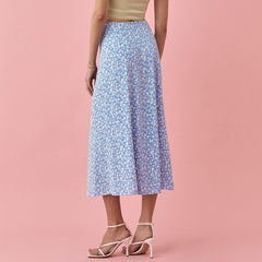 Long Skirts Womens Midi Elegant Vacation Beach Floral Print Summer Skirt High Waist A Line Side Slit Skirt Women Clothing