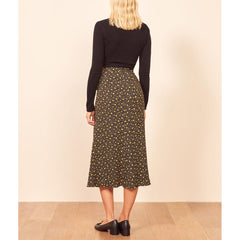 Skirts Womens Midi Elegant Vintage Print High Waist Skirt Summer Clothes Women Fashion Back Zipper Calf Length Long Skirts