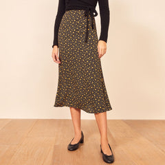 Skirts Womens Midi Elegant Vintage Print High Waist Skirt Summer Clothes Women Fashion Back Zipper Calf Length Long Skirts